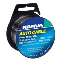 NARVA CABLE BLACK 6MM 50AMP 3MT