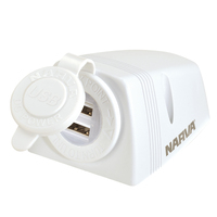 NARVA DUAL USB SOCK SURFACE MOUNT WHITE