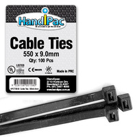 HANDIPAC CABLE TIES 550X9.0 BLACK (CARTON BUY)